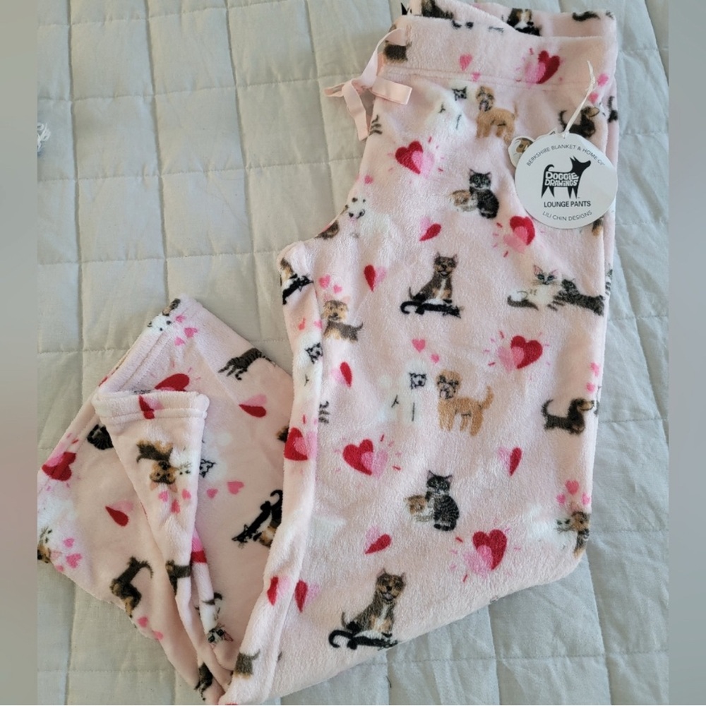 Adorable Pink Cat Print Lounge Pants
